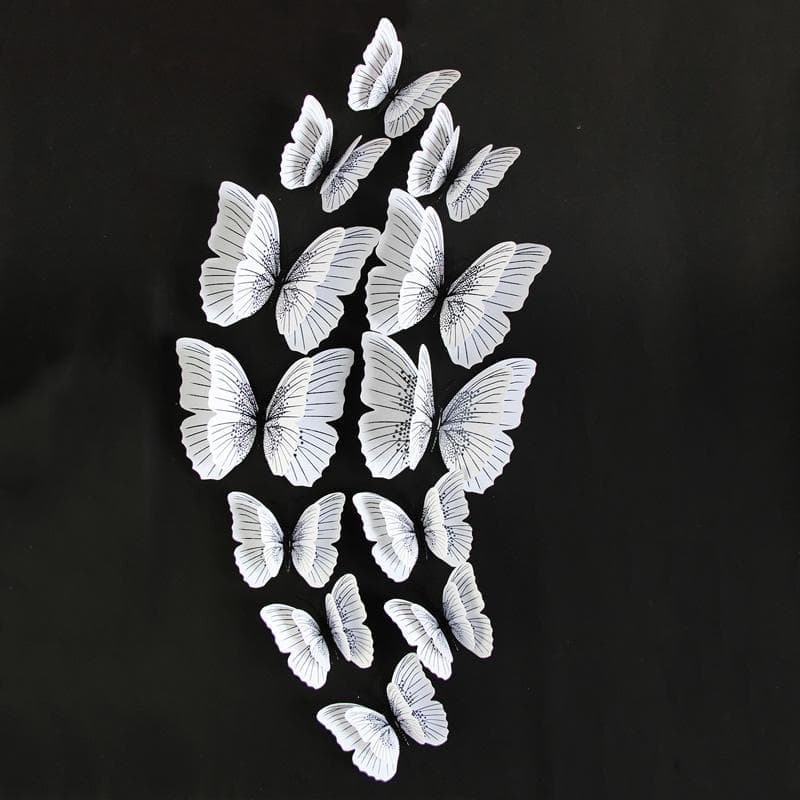 12Pcs Ambilight Double Layer 3D Butterfly Wall Stickers For Wedding Decoration Room Butterflies Decor Fridge Magnet Art Decals black