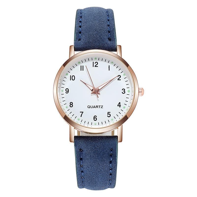 Fashion Ladies Luxury Leather Strap Analog Quartz Watch Luminous Ladies Watch blue