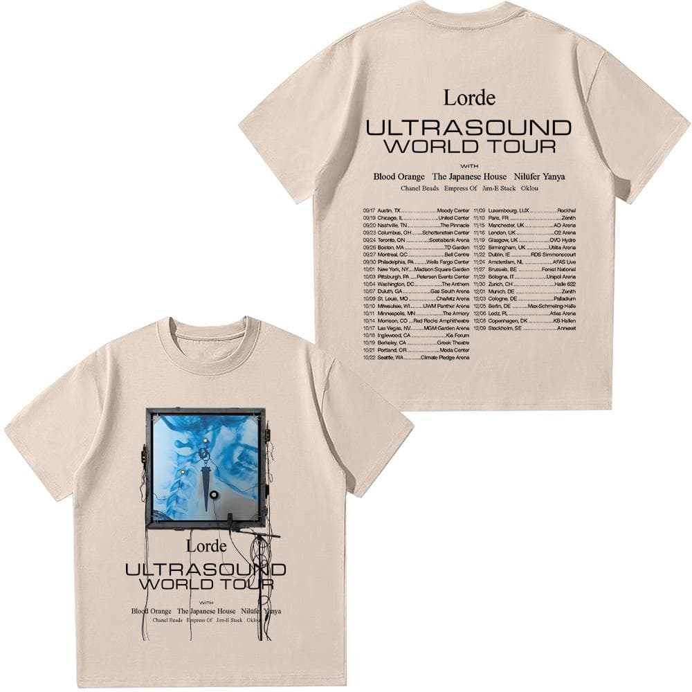 Lorde Ultrasound World Tour 2025 T-shirts Lorde Merch Graphic Tee New Versatile for Women/Men Tshirt Short Sleeve Cotton Clothes M sand