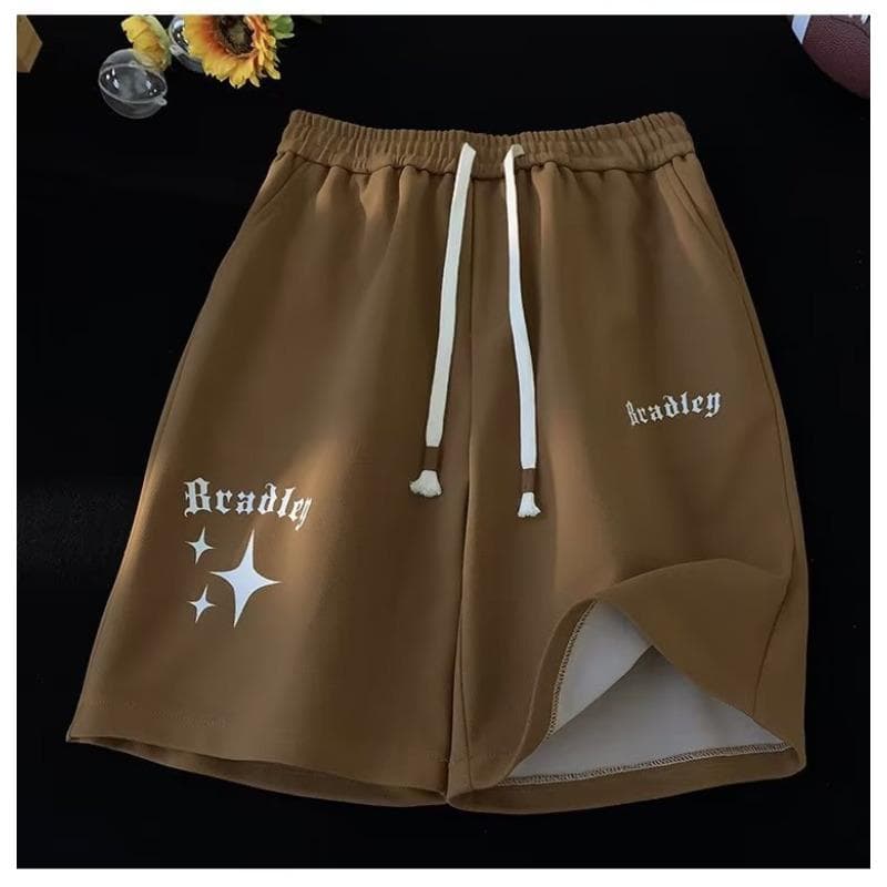 New Hong Kong Style Casual Sports Shorts Men's Summer Versatile Trendy Brand Loose Youth American Five-point Pants 5XL brown