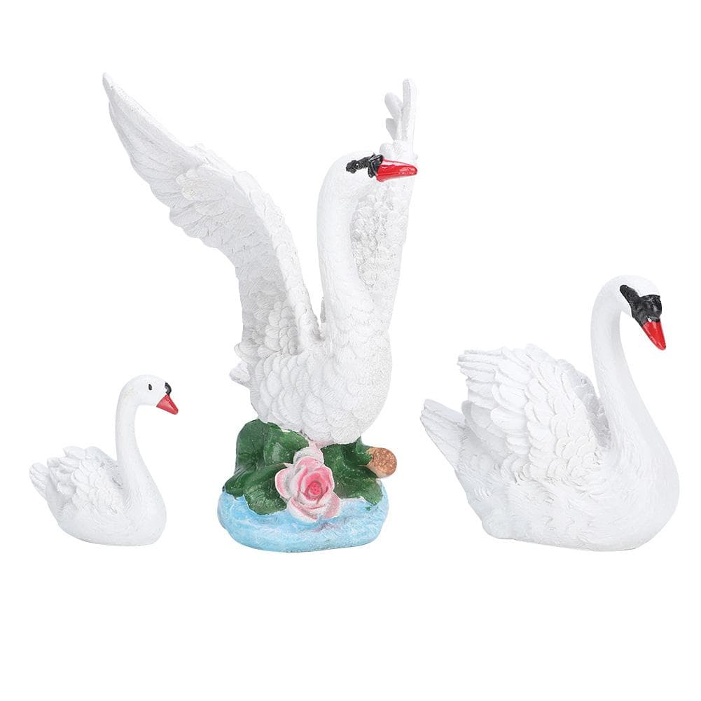 3pcs Lawn Garden Courtyard Resin High Simulation Swan Decoration Animal Ornament