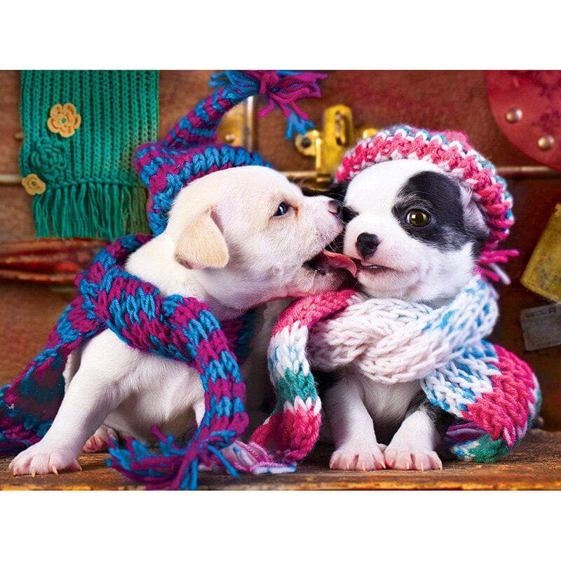 5D DIY Diamond Painting Dog Best Friends Full Round Diamond Embroidery Cross Stitch Rhinestone 20X30CM