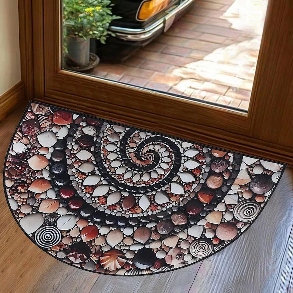 Colorful Pebble Welcome Door Mat - Non-Slip Rubber Backing, Absorbent Doormat for Indoor/Outdoor, Decorative Entrance Mat for Home, Porch(40*60cm) 13