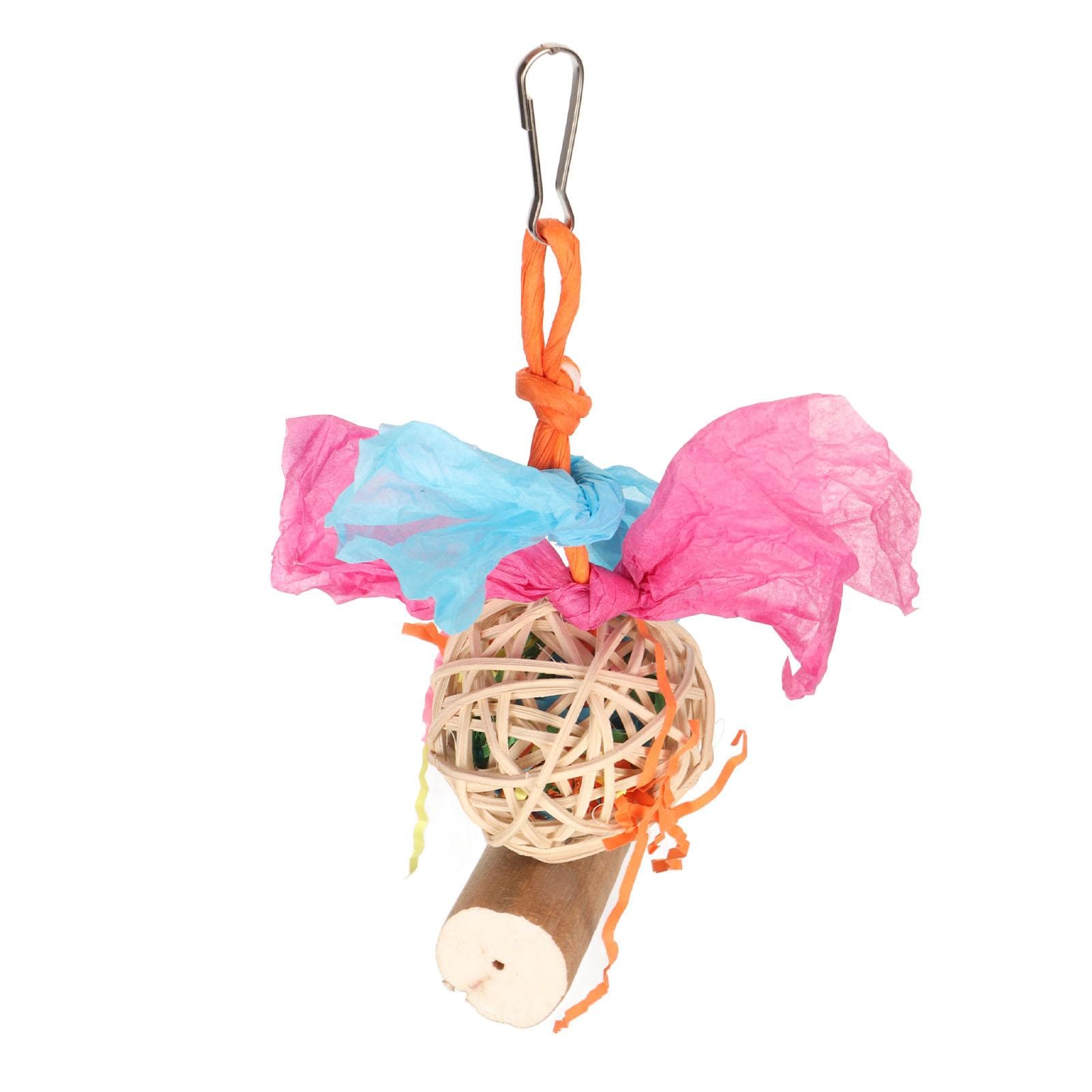 Bird Chewing Toys Parrot Foraging Shredding Toy Hanging Rattan Ball and Sola Wood Stick Toys for