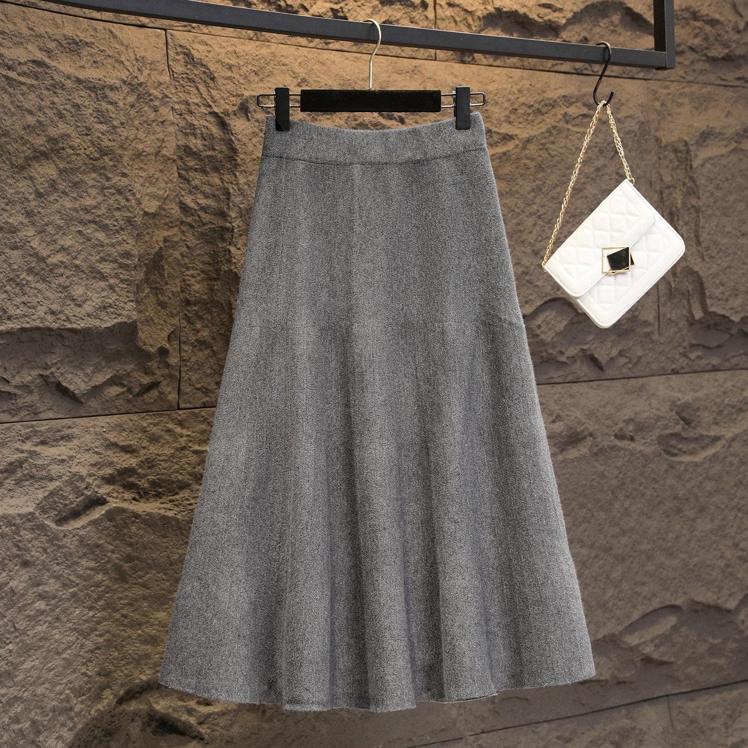 Large Size Women's Winter New Style Slimming Abdomen and Astringent Skirt Fat Mm Age-reducing Mid-length Large Umbrella Skirt 4XL grey