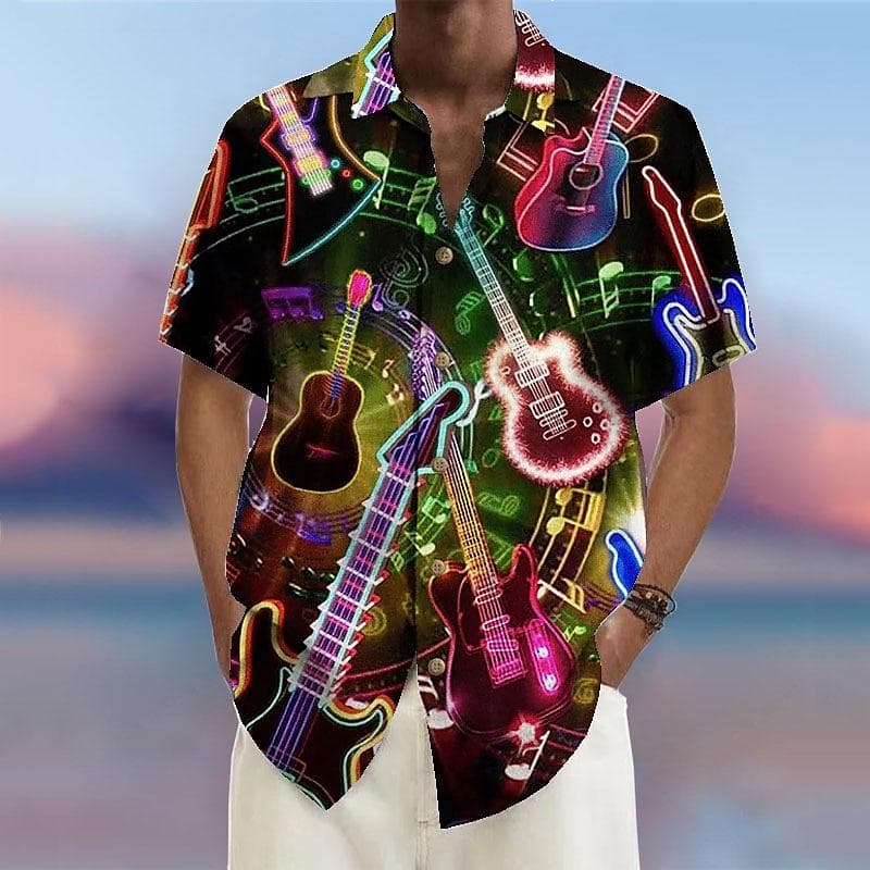 Men's 3D Concert Printed Shirt Button Up Shirt Casual Shirt Summer Shirt Short Sleeved Daily Vacation Clothing XL purple