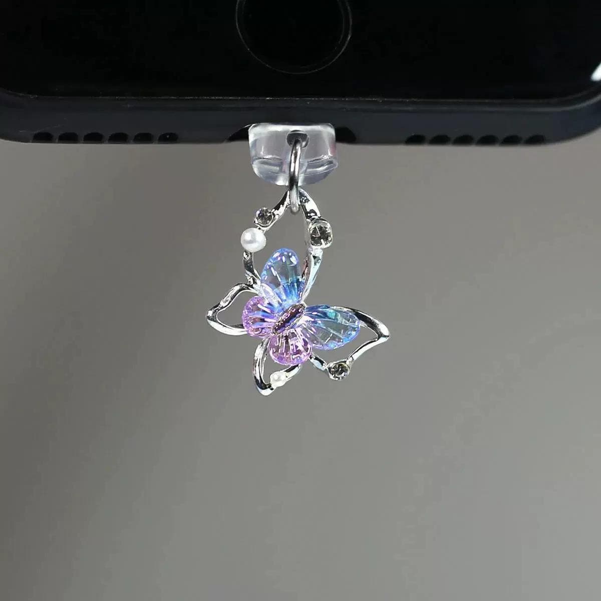 Strass butterfly dust plug charm beauty bright pearl butterfly type C dust plug for women fashion phone accessories Type-c