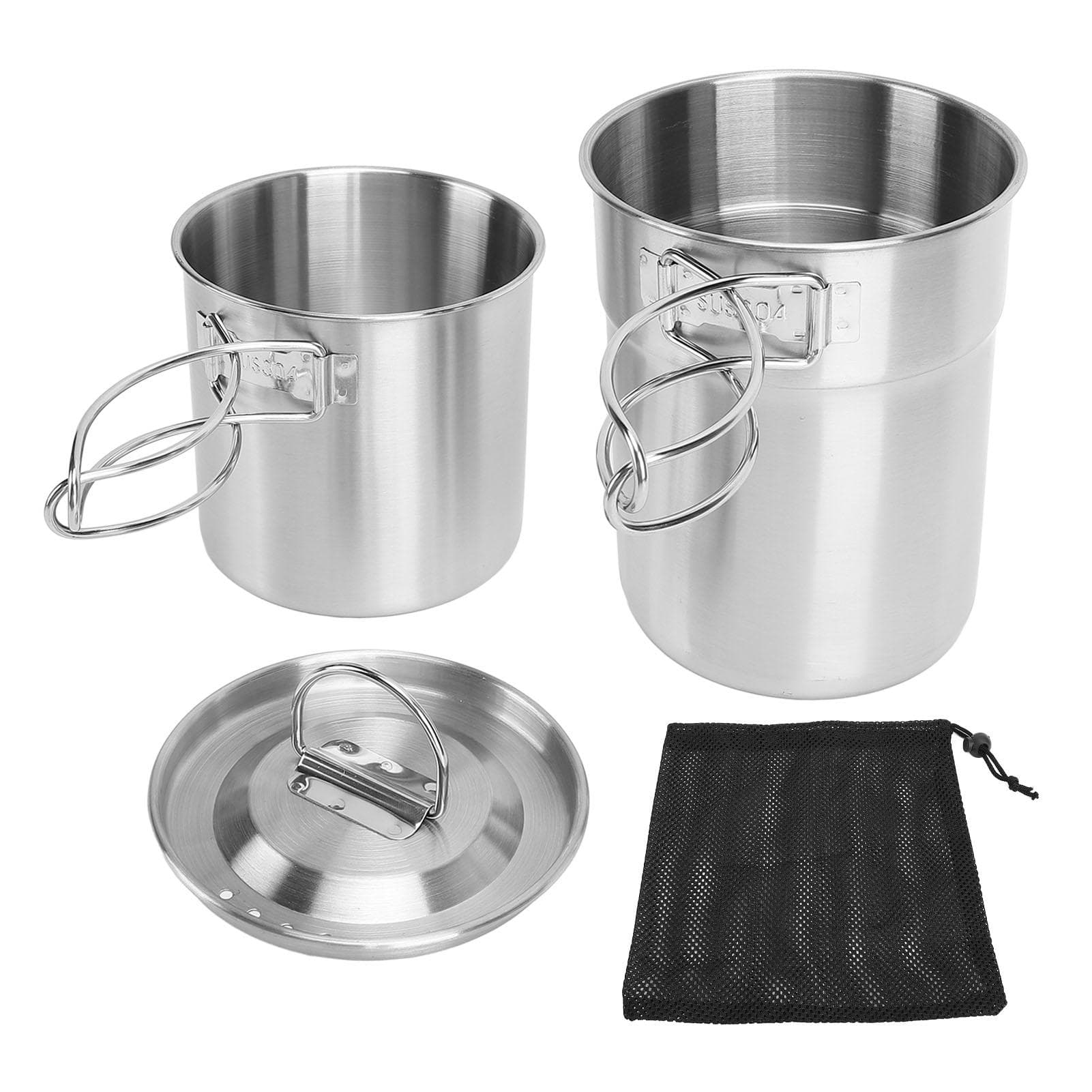 Foldable Camping Cookware 304 Food Grade Stainless Steel Multifunctional Portable Camping Cups Mugs L(for 6.5-9kg)