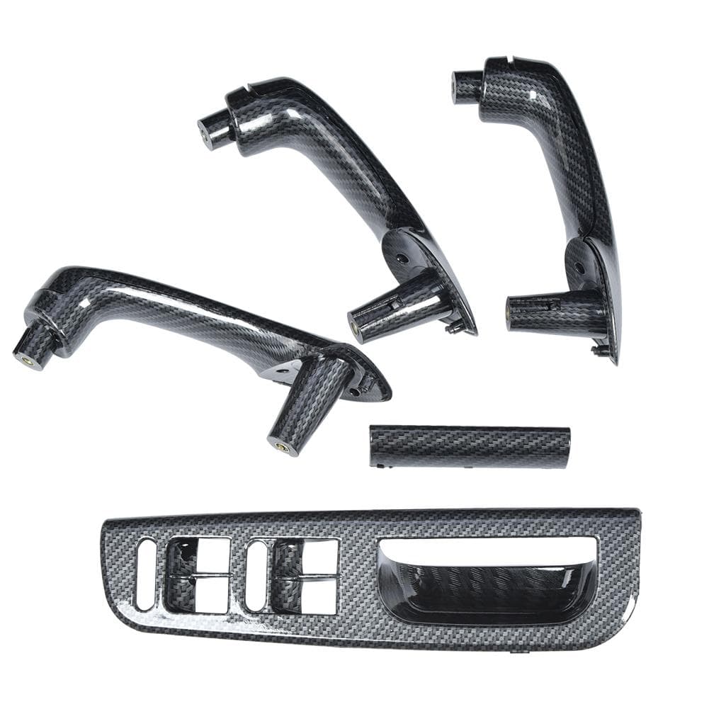 5PcsSet Carbon Fiber Texture Interior Door Grab Handle Cover Switch Bezel Set Fit for Bora Mk4