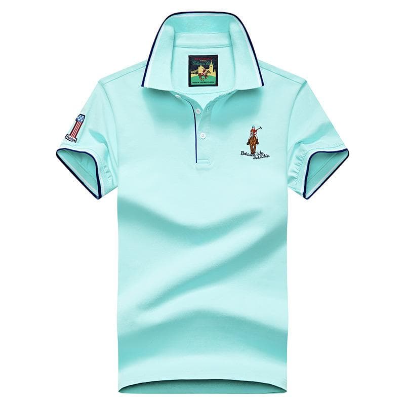 Summer Men 'S Lapel Short Sleeve T -Shirt Polo Shirt Pure Color T -Shirt M light green