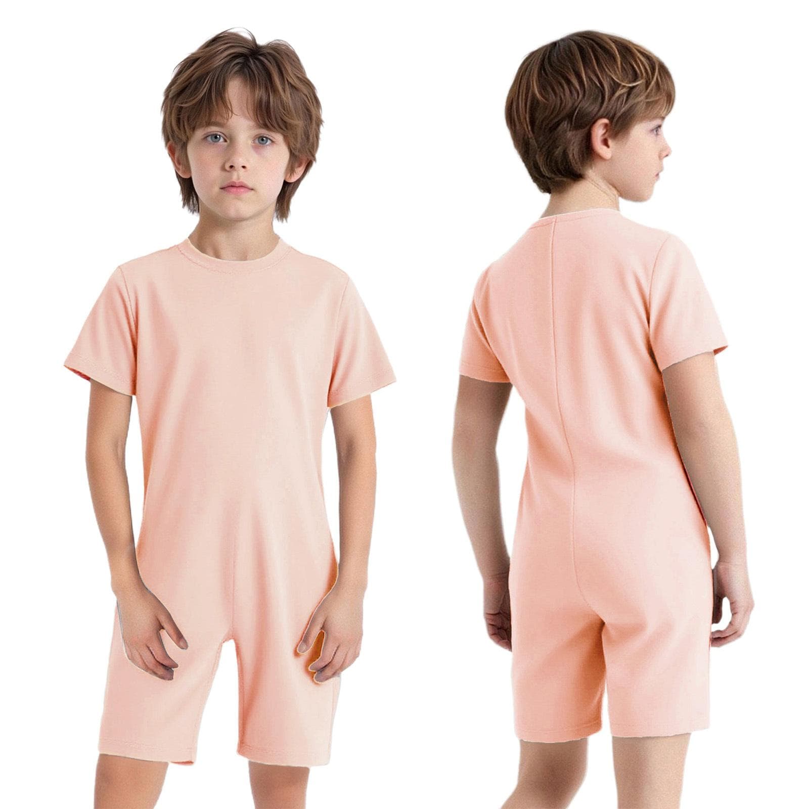 Special Needs Adaptive Clothing for Children Girls Boys Anti-Strip Romper Short Sleeve Zip Back Jumpsuit 7-8 Years