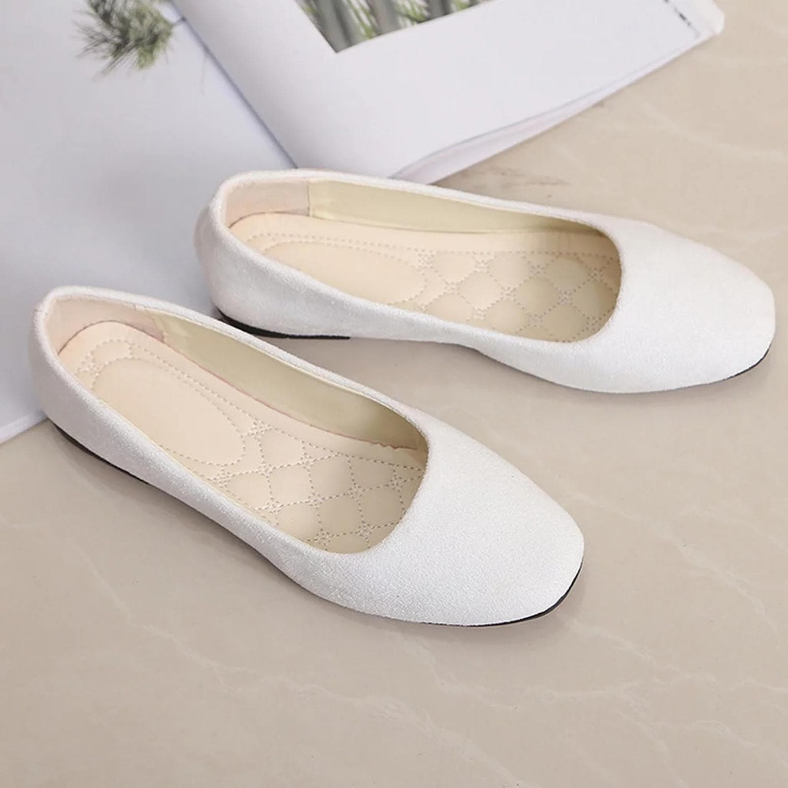 Women Ladies Slip On Flat Shoes Sandals Casual Ballerina Shoes Size 41 white