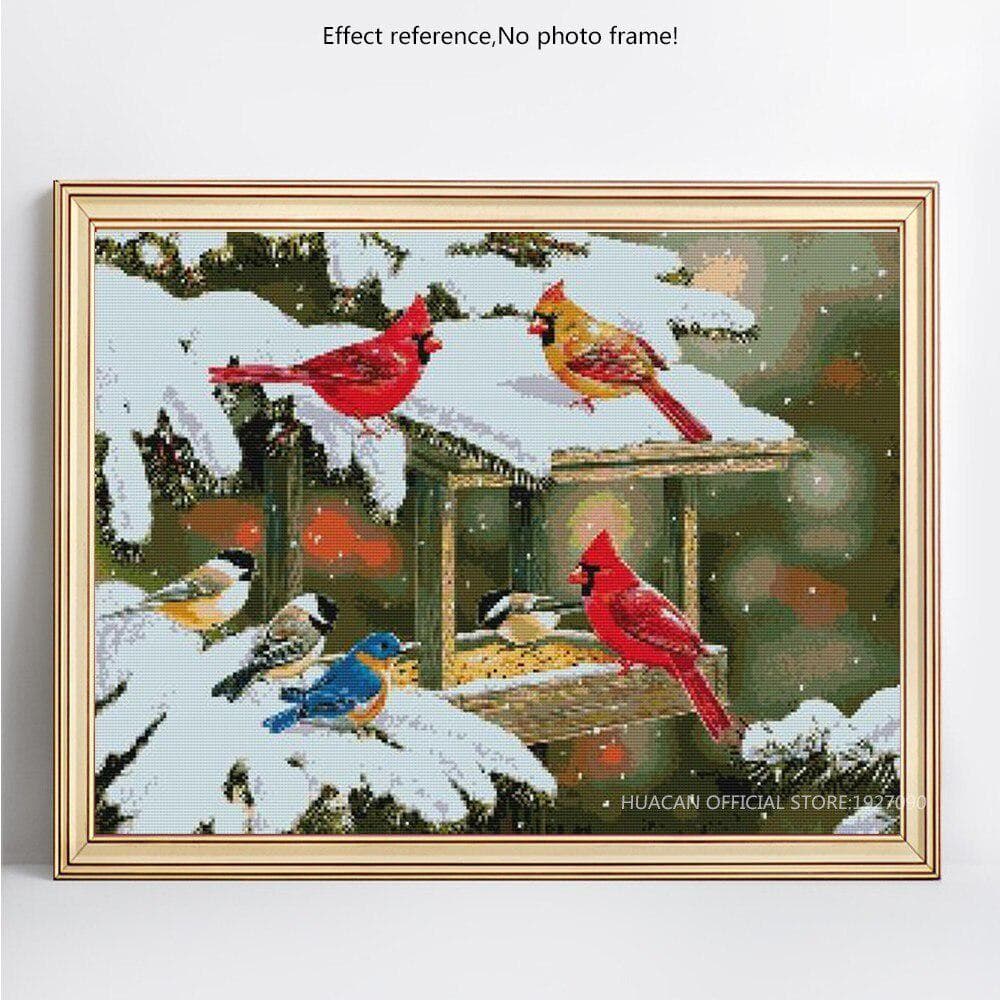 Diamond Painting Animal Bird Winter Tree Rhinestone Mosaic Diamond Embroidery 20X30CM