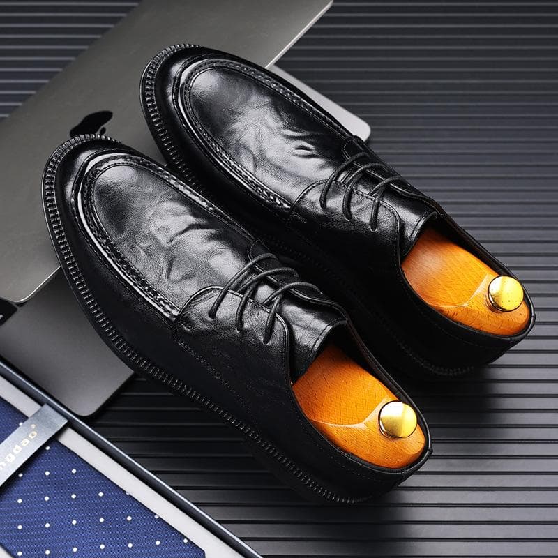 Men's Shoes New Casual Leather Shoes Business Formal Men's Shoes Soft Sole Work Shoes 44 black