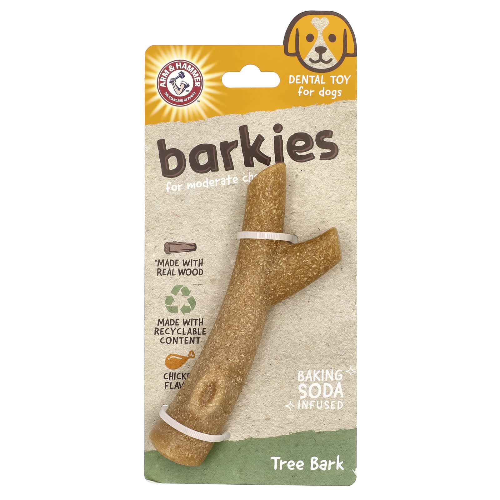 Arm & Hammer, Barky chewable, dental toy for dogs, bark, chicken, 1 toy