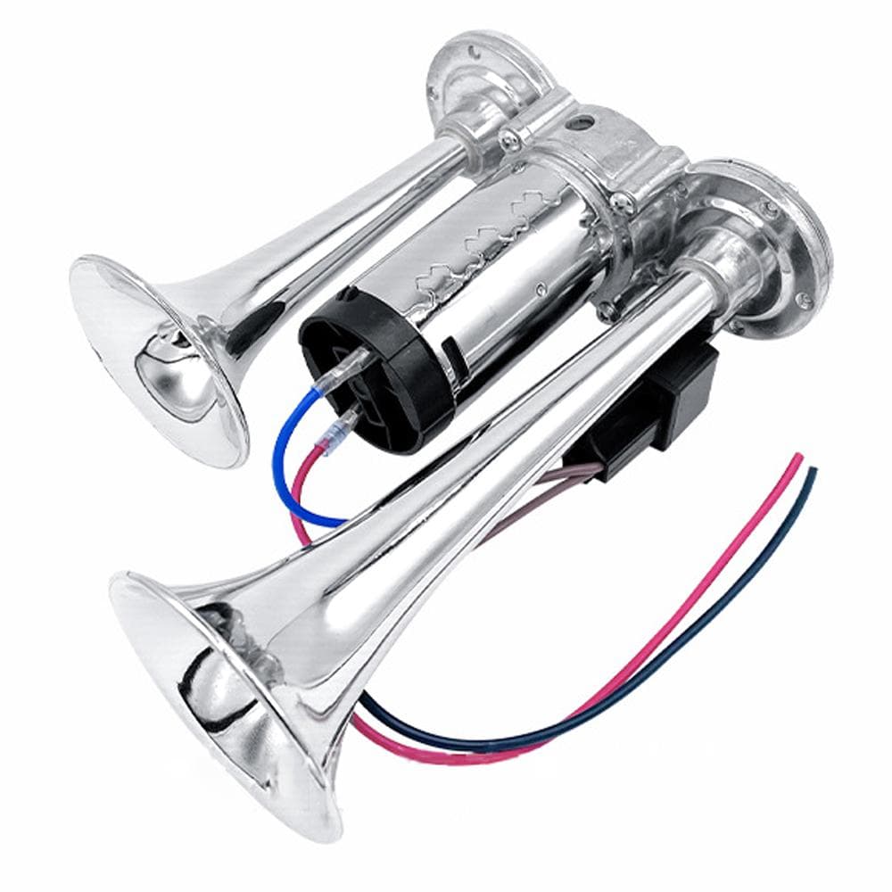 600DB Dual Trumpets, Super Loud Horns Kit with Compressor Universal for 12V Cars Motorcycles Trucks silver