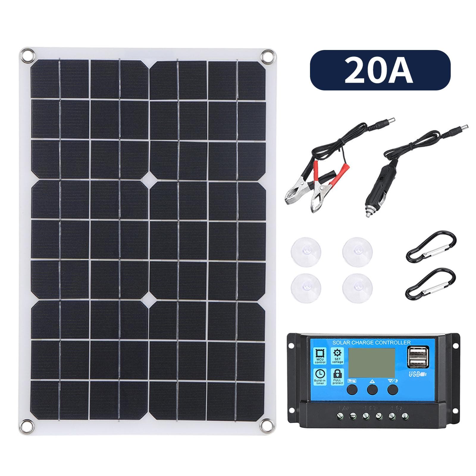 Portable 300W Solar Flexible Panel Kits Monocrystalline Silicon Solar Panel with 20A controller black