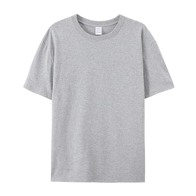 Cotton Short-sleeved T-shirt Men's Fashion Trend Black and White Clothing T-shirt Summer Men's and Women's Shirts with Pure Color Simple Match 3XL grey