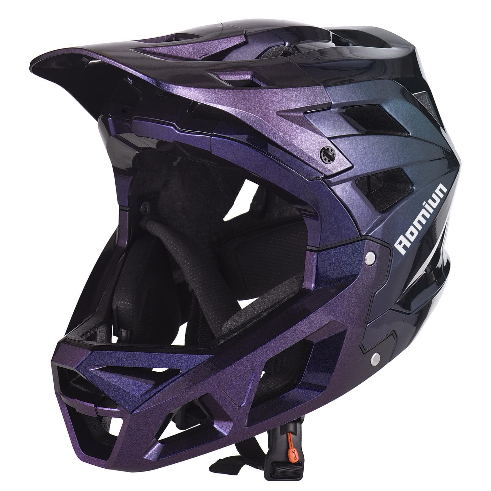 Full Face Mountain Bike Helmet For Men With Visor EPS Lining Lightweight Breathable Rough Terrain M【55-58CM】 purple