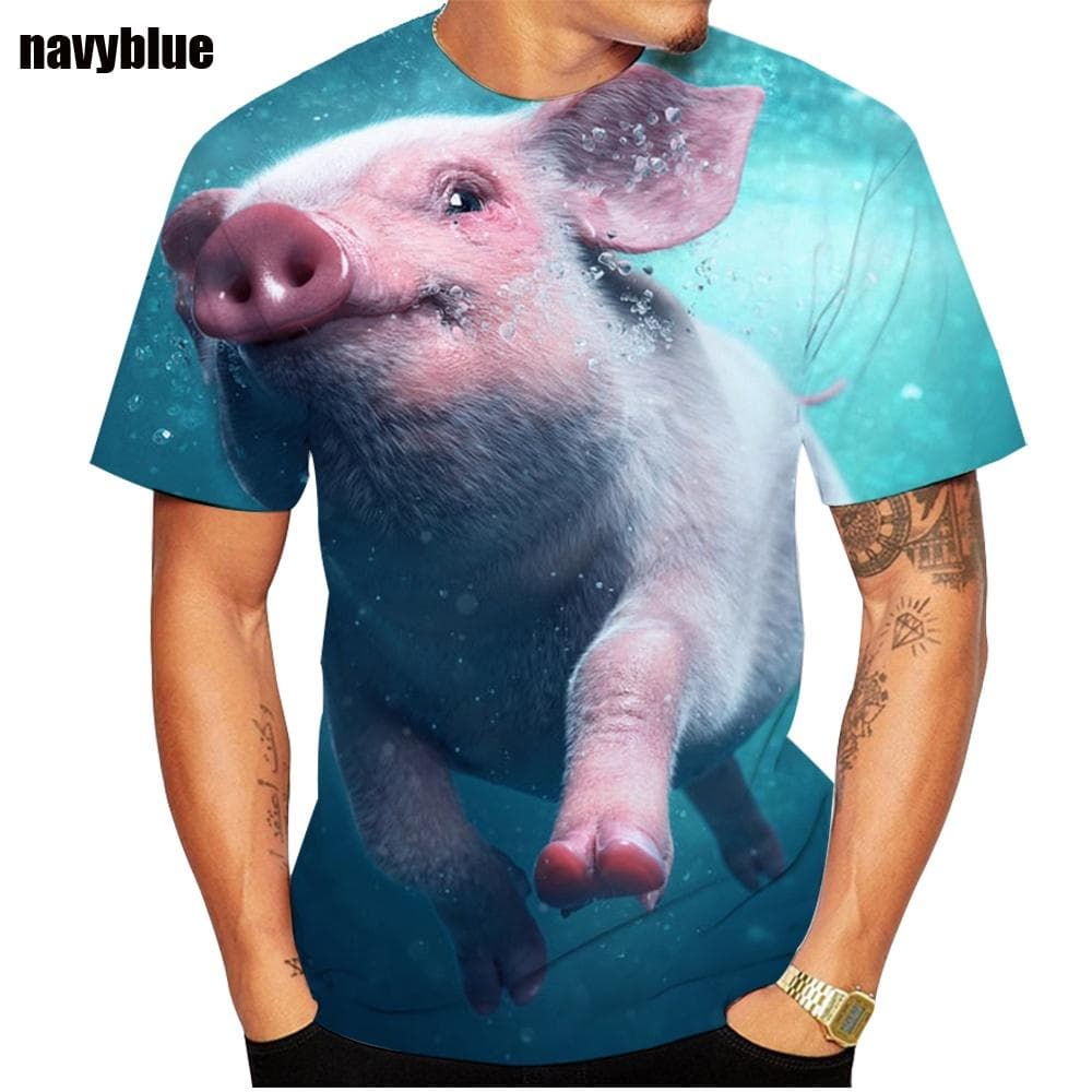 Popular Novelty Animal Pig 3d Printing T-shirt Funny Pig Casual Summer T-shirt XS-5XL L