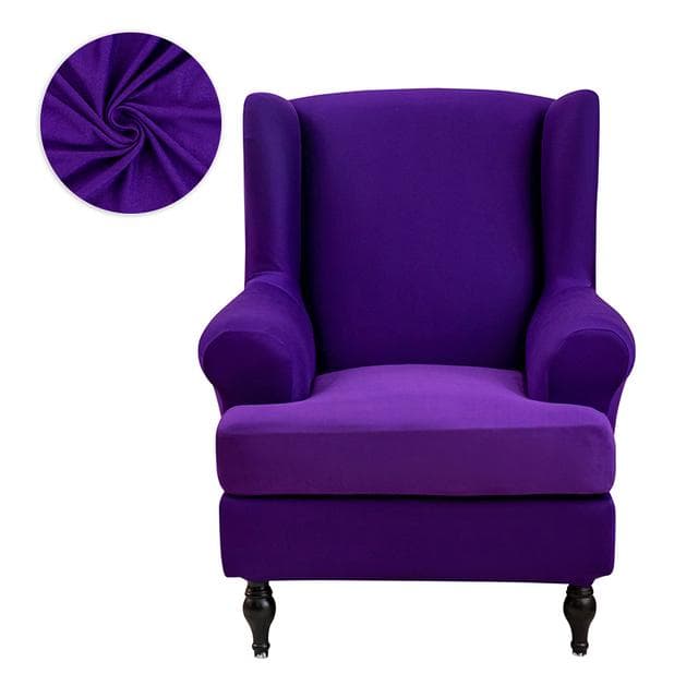 Solid Color Sloping Arm King Back Chair Cover Elastic Armchair Wingback Wing Sofa Back Chair Cover Stretch Protector Slipcover Universal Size