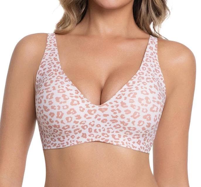 OEAK Women's Wirefree Deep V Push-Up T-Shirt Bra 4XL