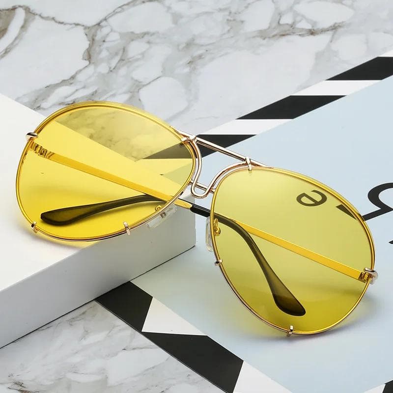 Fashion Pilot Sunglasses Women Men Oversized Luxury Designer Vintage Gradient Punk Shades UV400 Protection as the photo