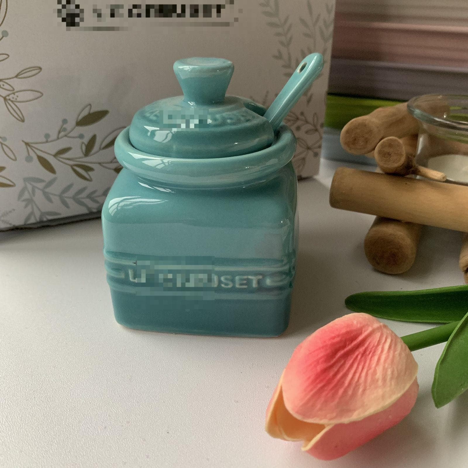 French Seasoning Salt Can Set Kitchen Ceramic Jars Gradual Change Color Household Seasoning Box Bottles with Spoon
