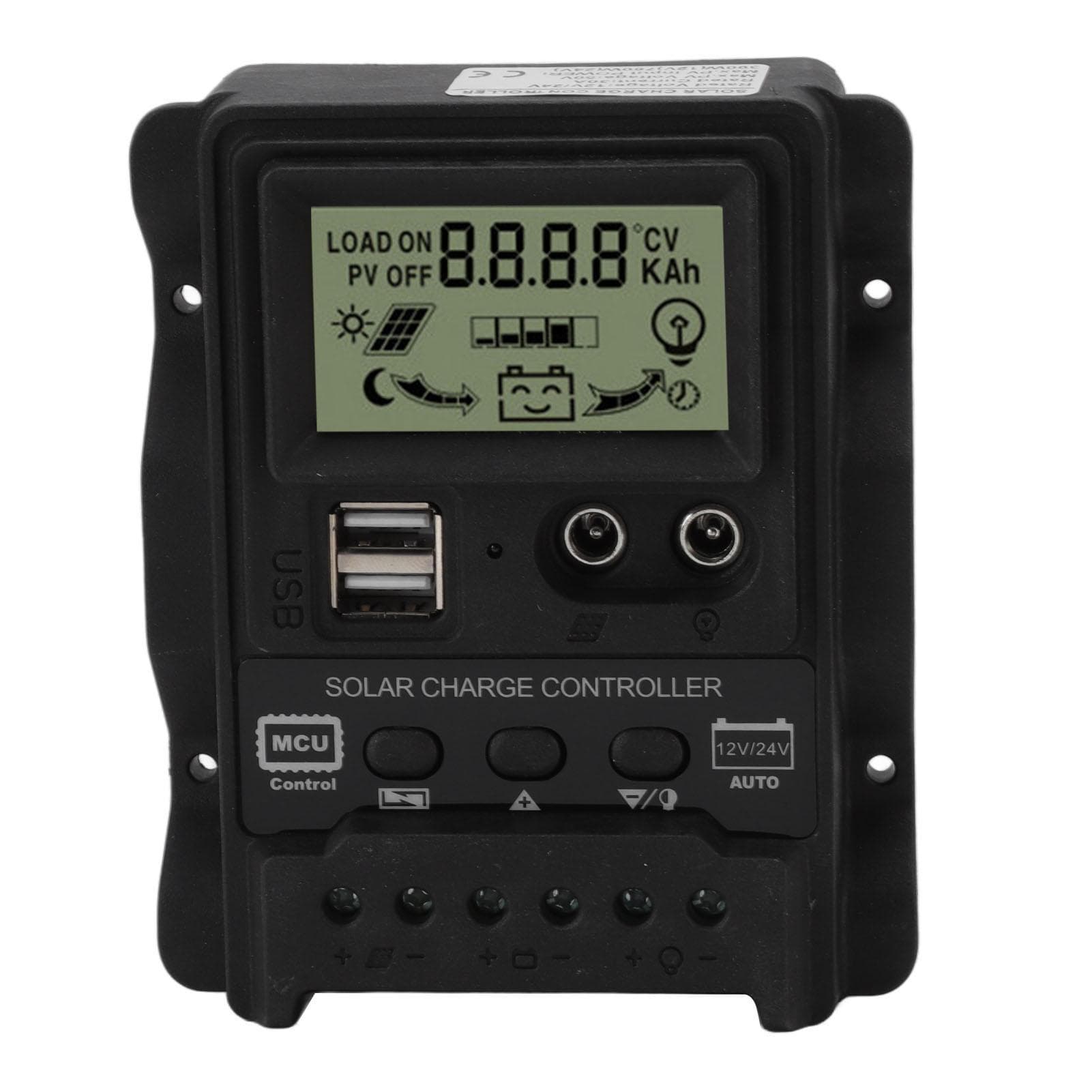 K1688 Solar Charge Controller PWM Dual DC with Black Shell Solar Panel Regulator for Home 30A