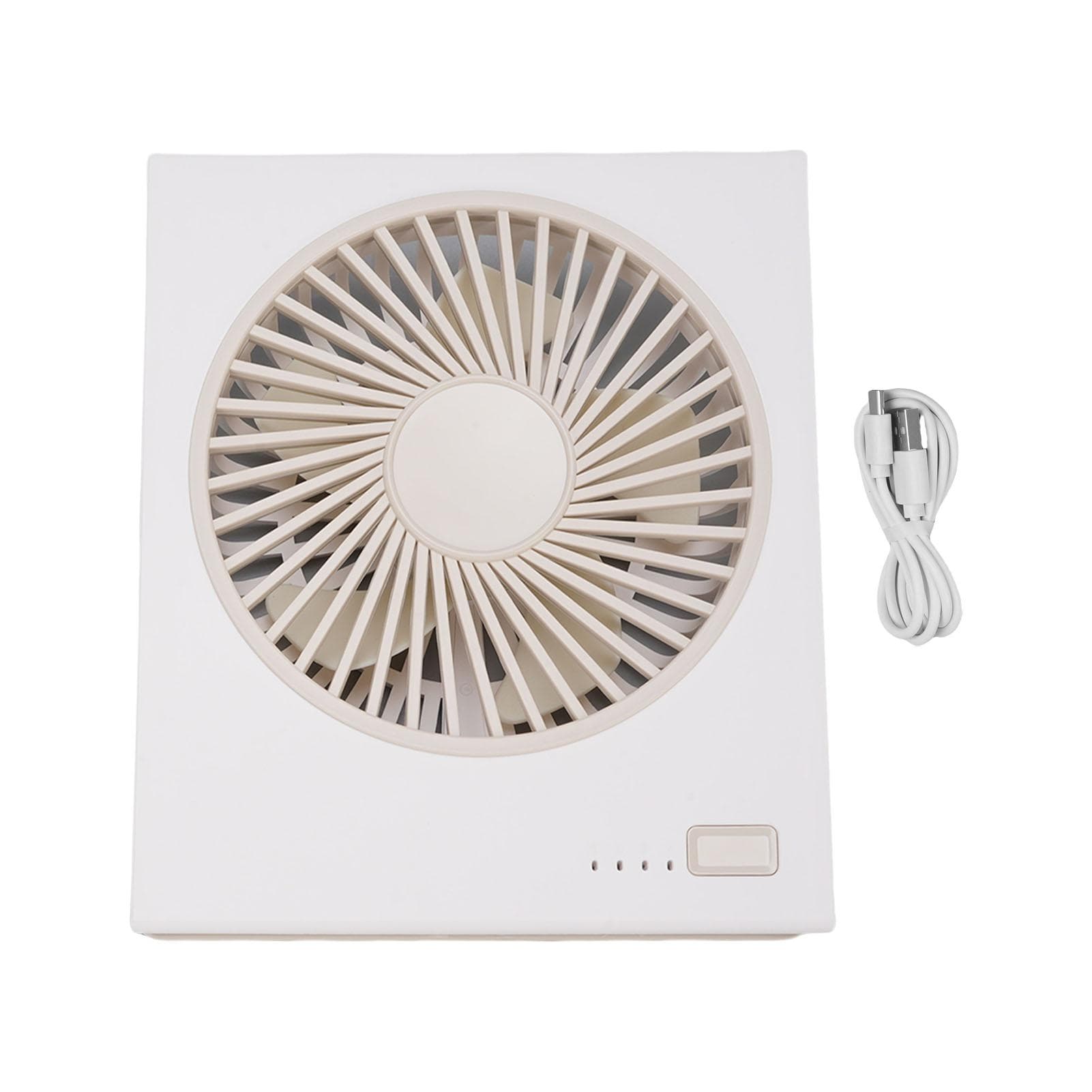 Desk Fan 4 Speeds Adjustable 180 Degree Tilt Folding Quiet Strong Wind Battery Operated Mini white