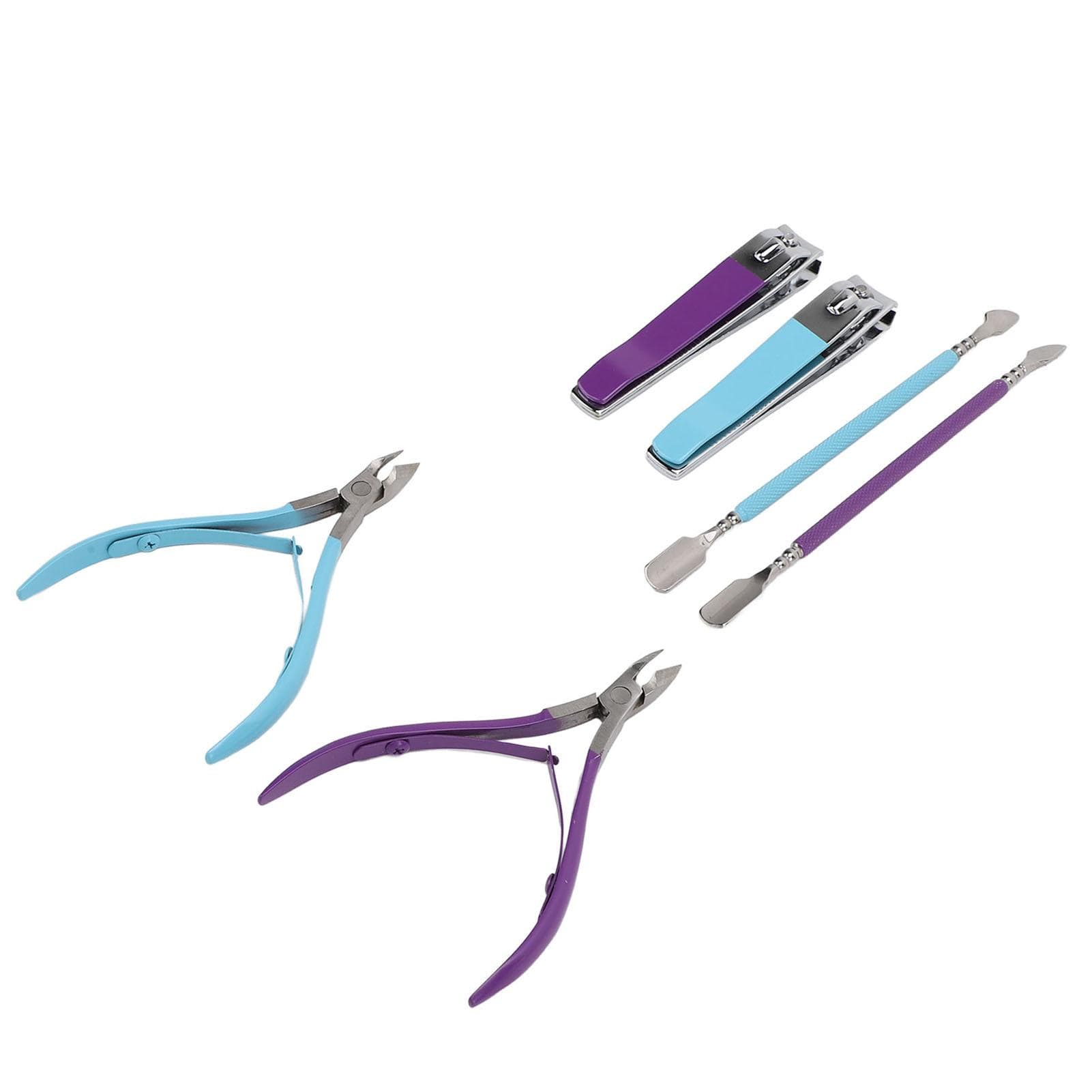 2 Set 3pcs Cuticle Trimmer Nippers with Cuticle Pusher Professional Stainless Steel Pedicure