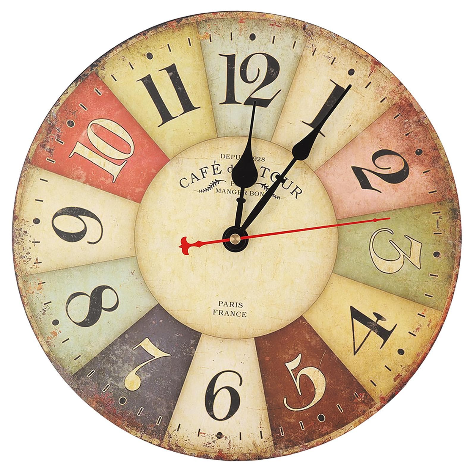 12 Home Decor Clock Colorful Retro Style Silent Non Ticking Quartz Wall Clock (#1)