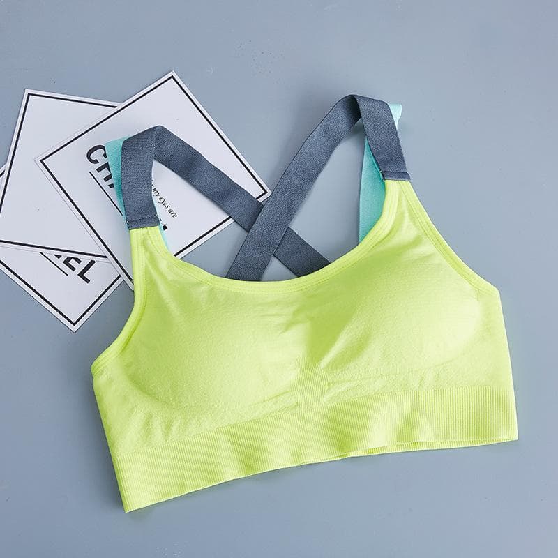 Women Sports Bra Push Up Crop Top Female Workout Fitness Gym Bra Top Running Yoga Bra Athletic Sportswear L fluorescent green