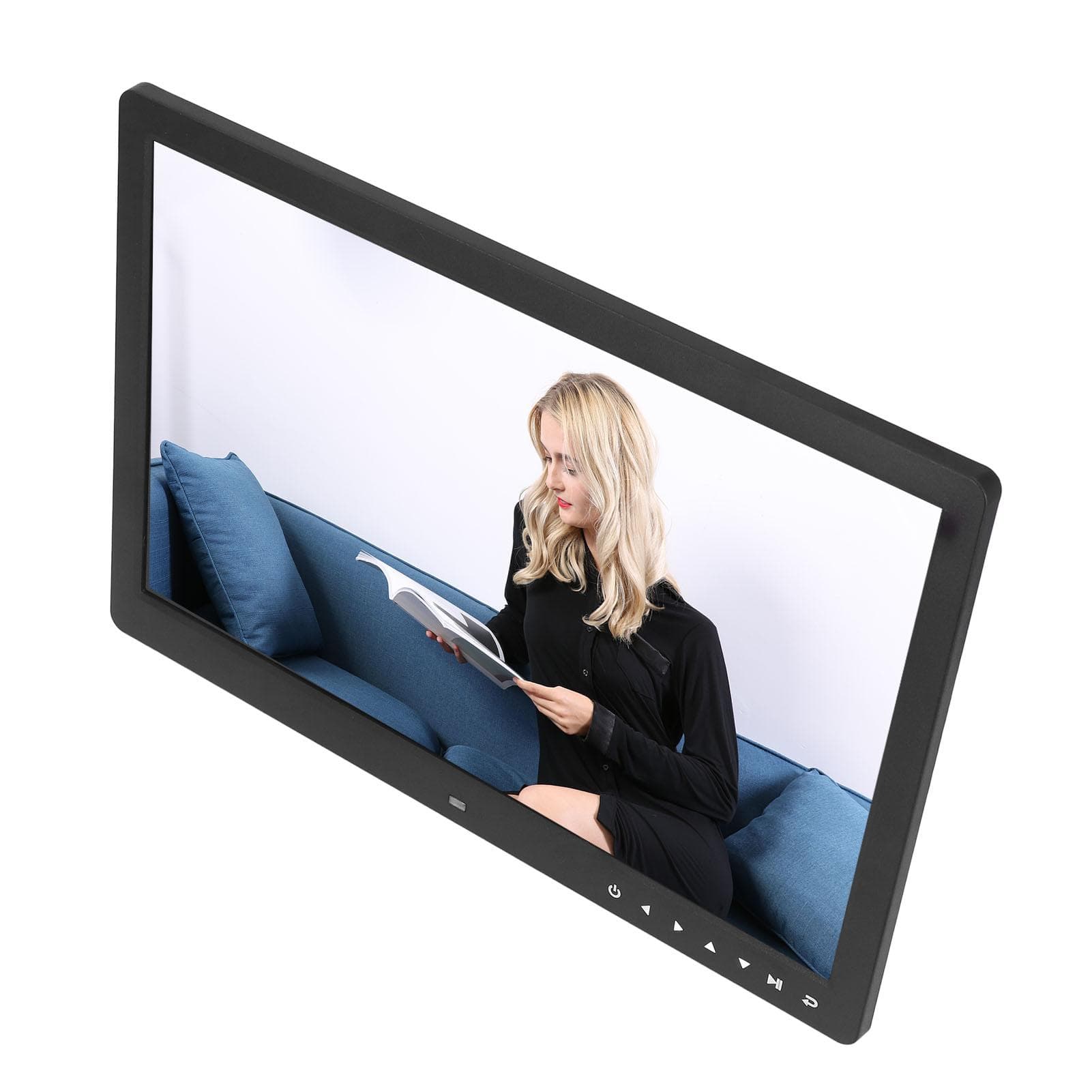 15.4in Digital Photo Frame Multifunction Black with Touch Button Heart Shaped Bracket Electronic UK Plug