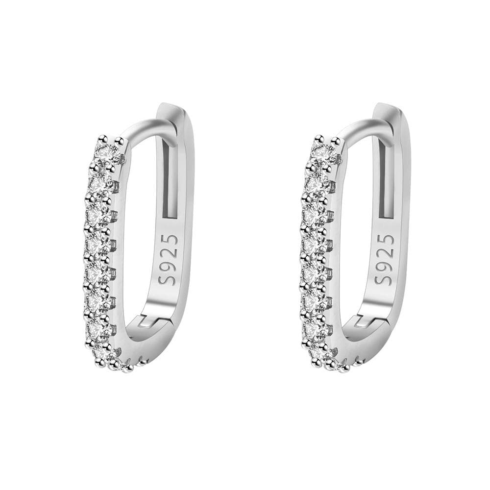 925 Sterling Silver Crystal Jewelry Fashion Zircon Circle Hoop Earrings For Woman New XY0179 silver