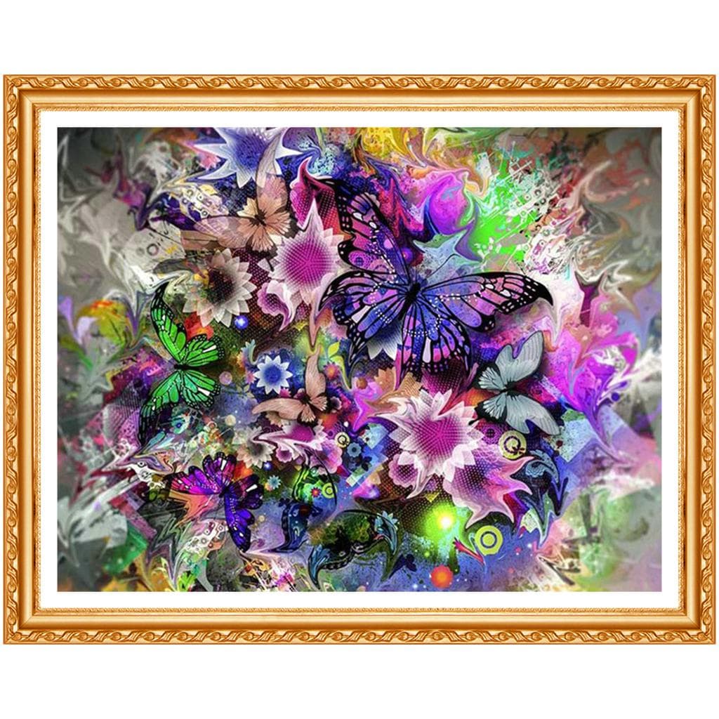 Full Drill Circular Diamond Pretty Butterfly Diamond Embroidery Cross Stitch Rhinestone Paintin 20X30CM