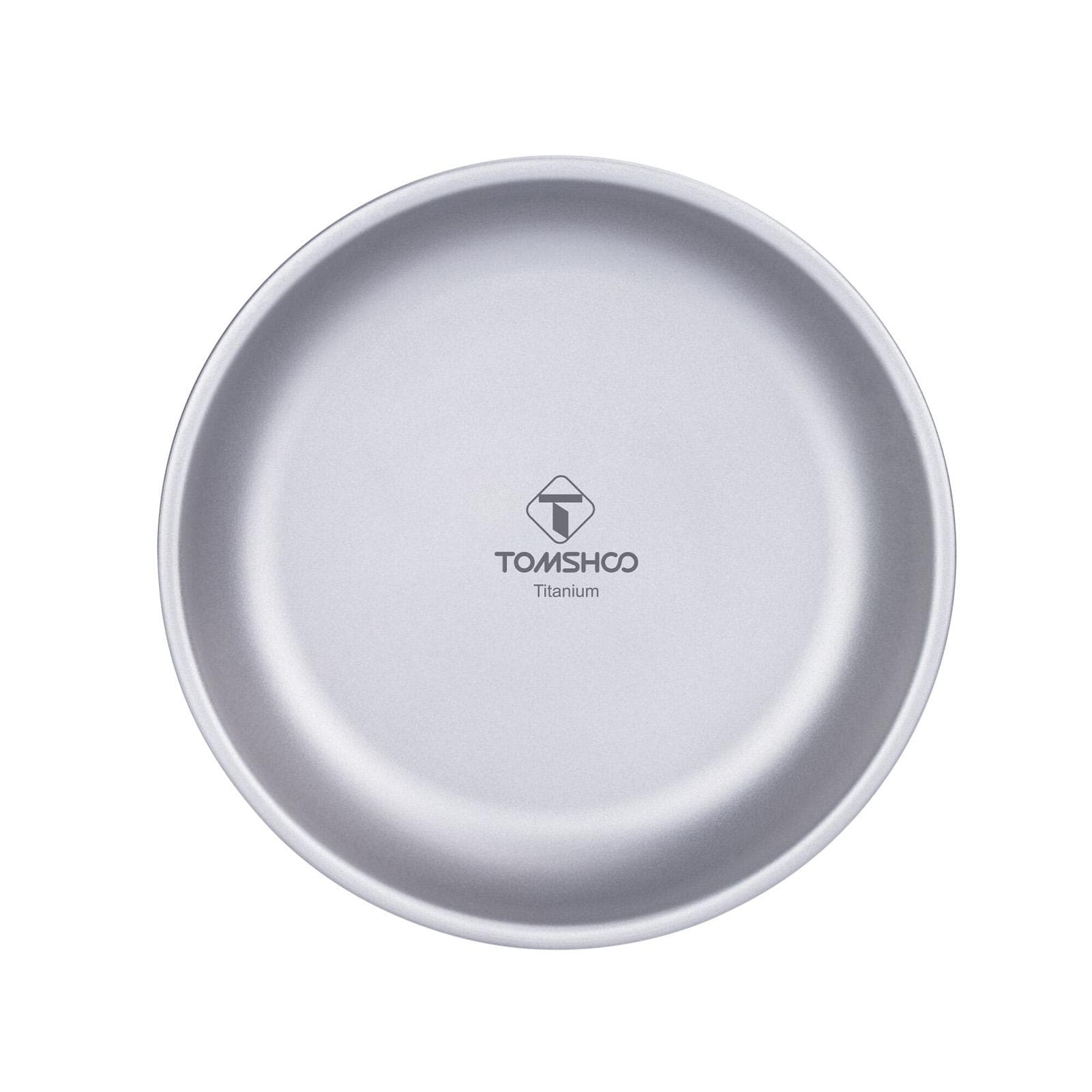 TOMSHOO Titanium Round Camping Plate Outdoor Ultralight Portable Tableware Cookware Dishwasher Safe 5.9 inch