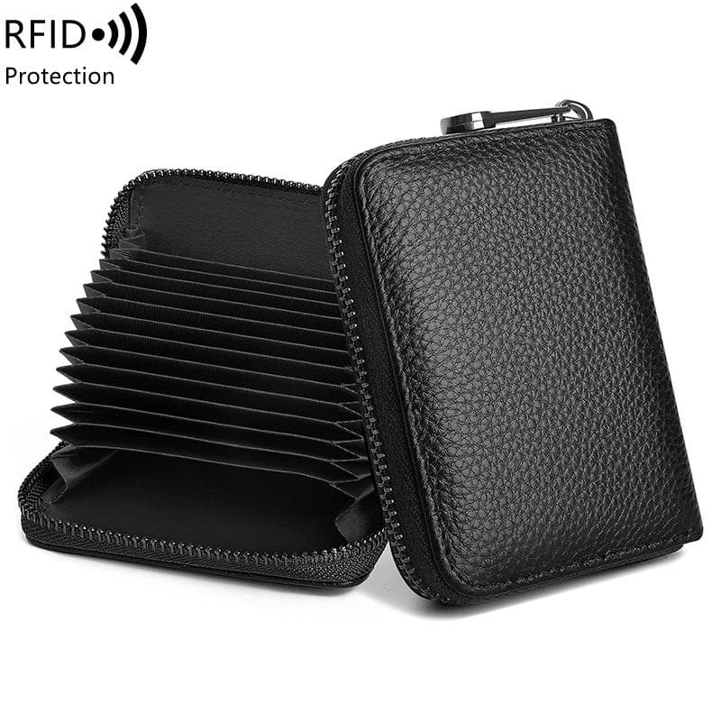 Genuine Leather 14 Slot Credit Card Wallet With Zipper Suitable For Women Or Men's Accordion Wwallet