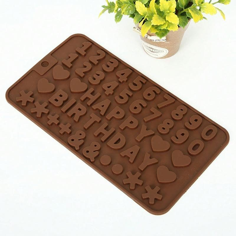 Silicone Chocolate Letter And Number Mold , Non-Stick For Easy Release , Ideal For Cake Decoration And Birthday Parties number chocolate brown