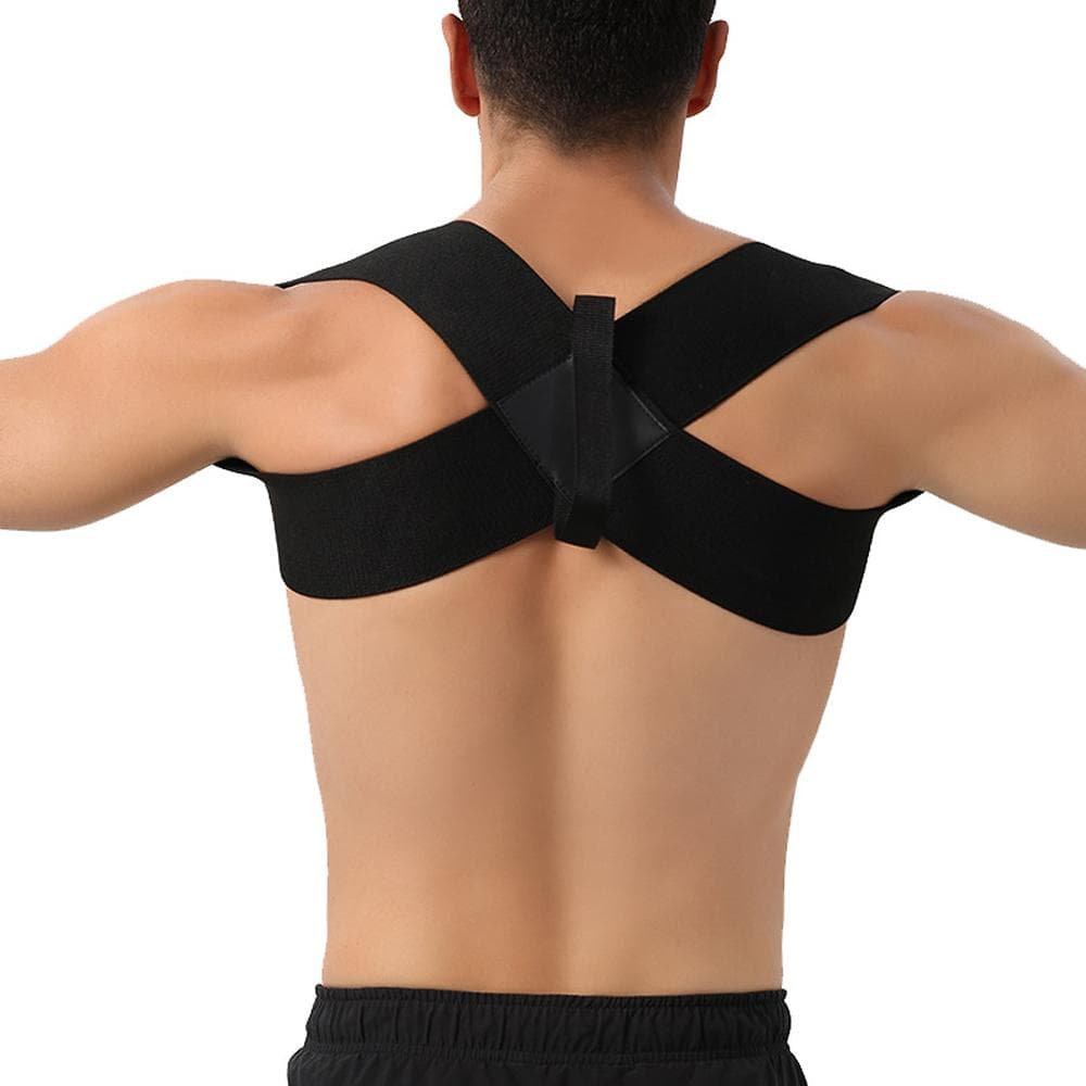 1Pc Posture Neck and Shoulder Corrector Posture Corrector,Adjustable Upper Posture Support Breathable Shoulder Back Straightener S black