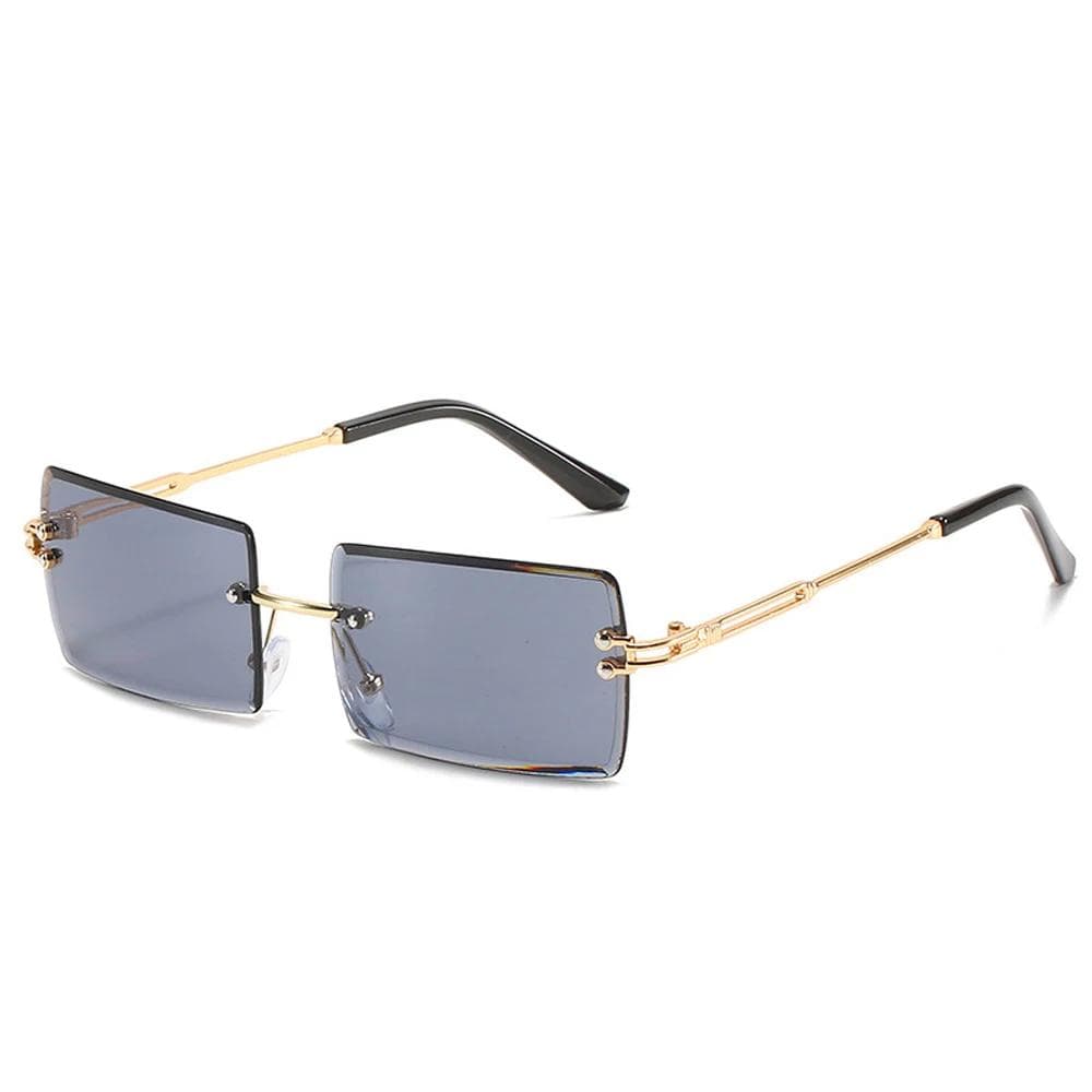 Fashionable Brown Rimless Rectangle Sun Glasses for Stylish Women and Men Trendy UV Protection As Picture