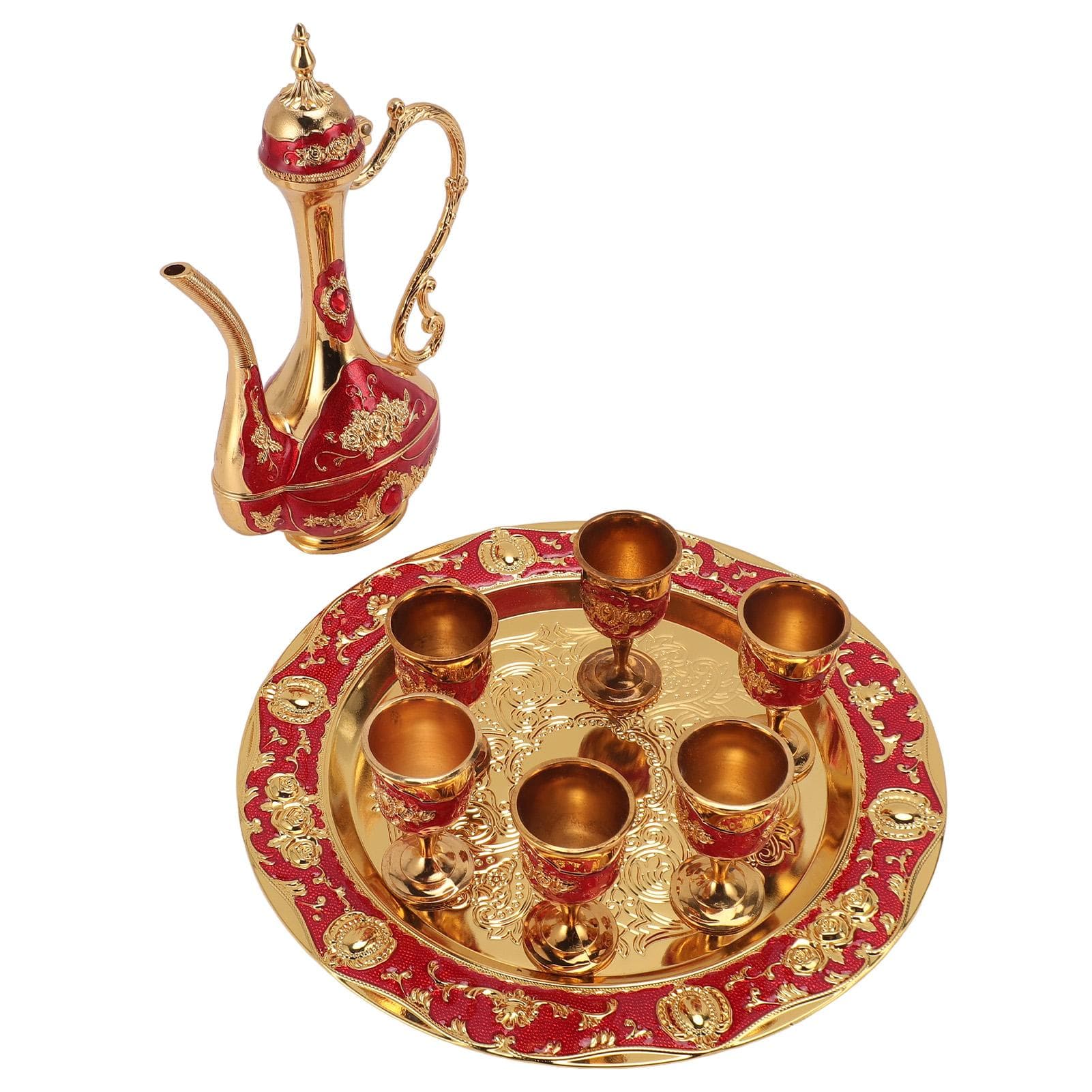 Vintage Turkish Coffee Pot Set Zinc Alloy Rustproof Colorfast Elegant Turkish Tea Set for Home