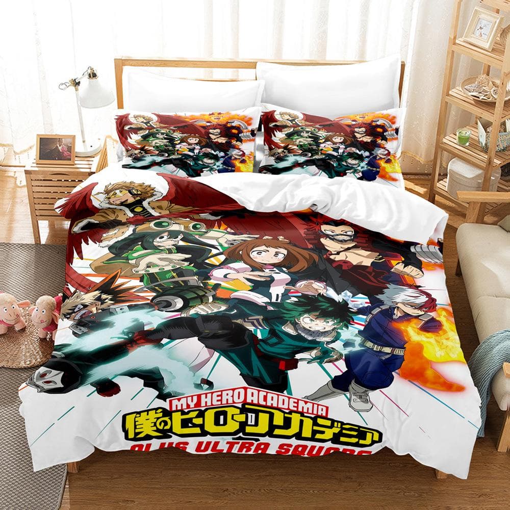 New My Hero Academia Bedding Set Japan Anime Soft Bedclothes Single Double Queen Twin Full Size Duvet Cover Teens Boys Bed Linen cot size 70x133cm