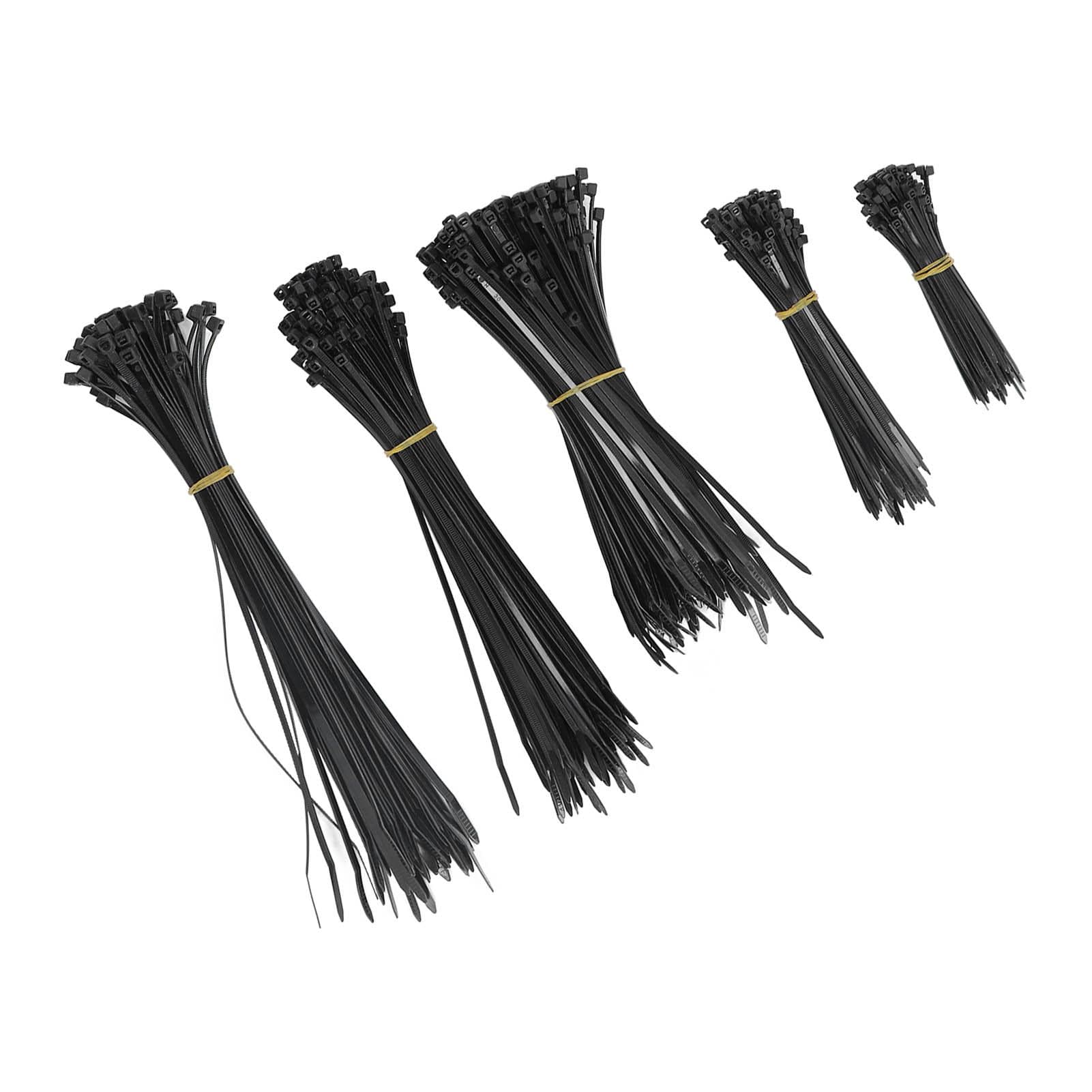 550Pcs Nylon Cable Zip Ties Assortment Set Self Locking Electric Wire Ties for Outdoor Indoor Black