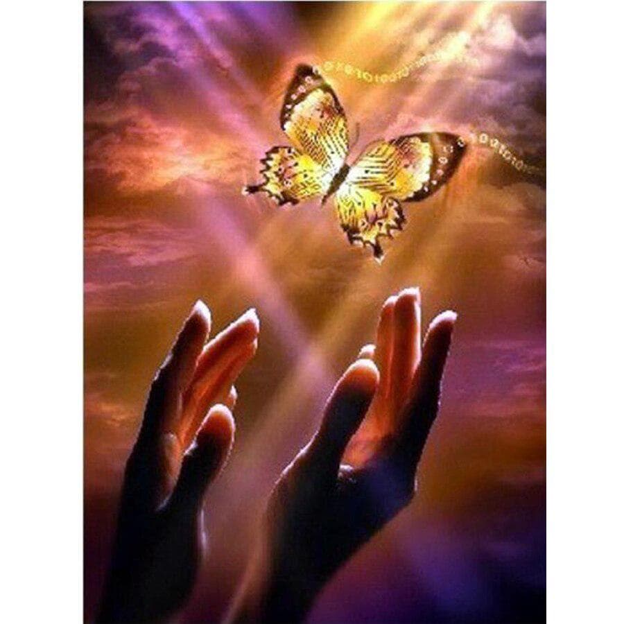Diamond Embroidery Scenic Diamond Painting Hand Butterfly 5D DIY Cross Stitch Rhinestone 20X30CM