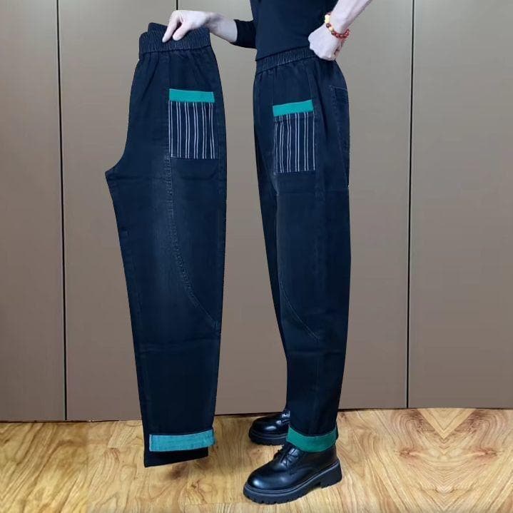 Large Size Harun Jeans for Women In Autumn, Elastic Waist, High Waist, Loose Fit, High Elasticity, Small Leg Pants 4XL