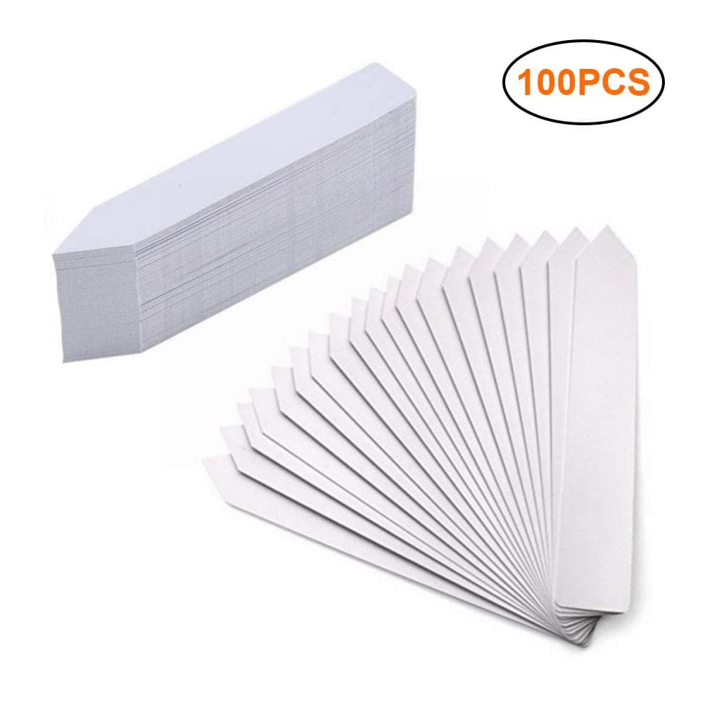100PCS Plastic Plants Labels Garden Tags Stakes Reusable Plants Markers white