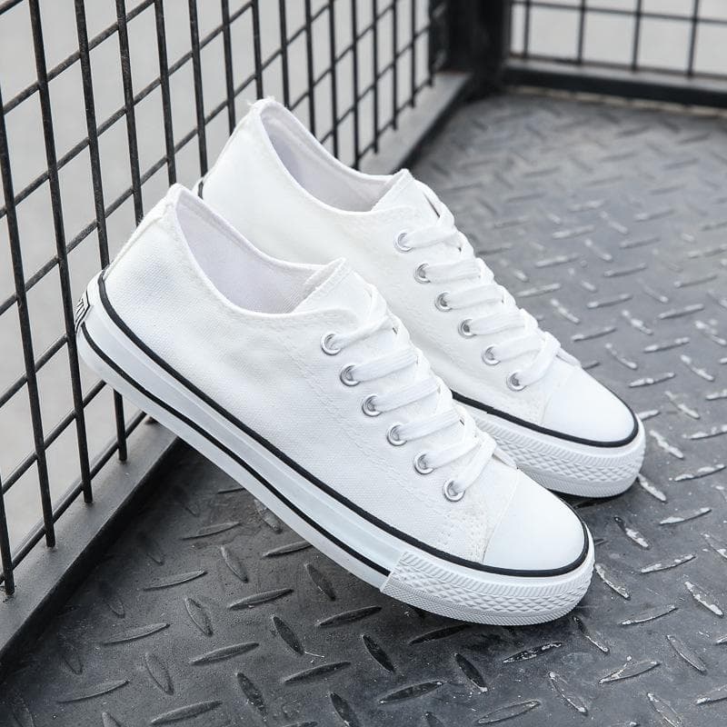 Fashion Canvas Shoes Couples Students Sports Solid Color Canvas Shoes 44 white