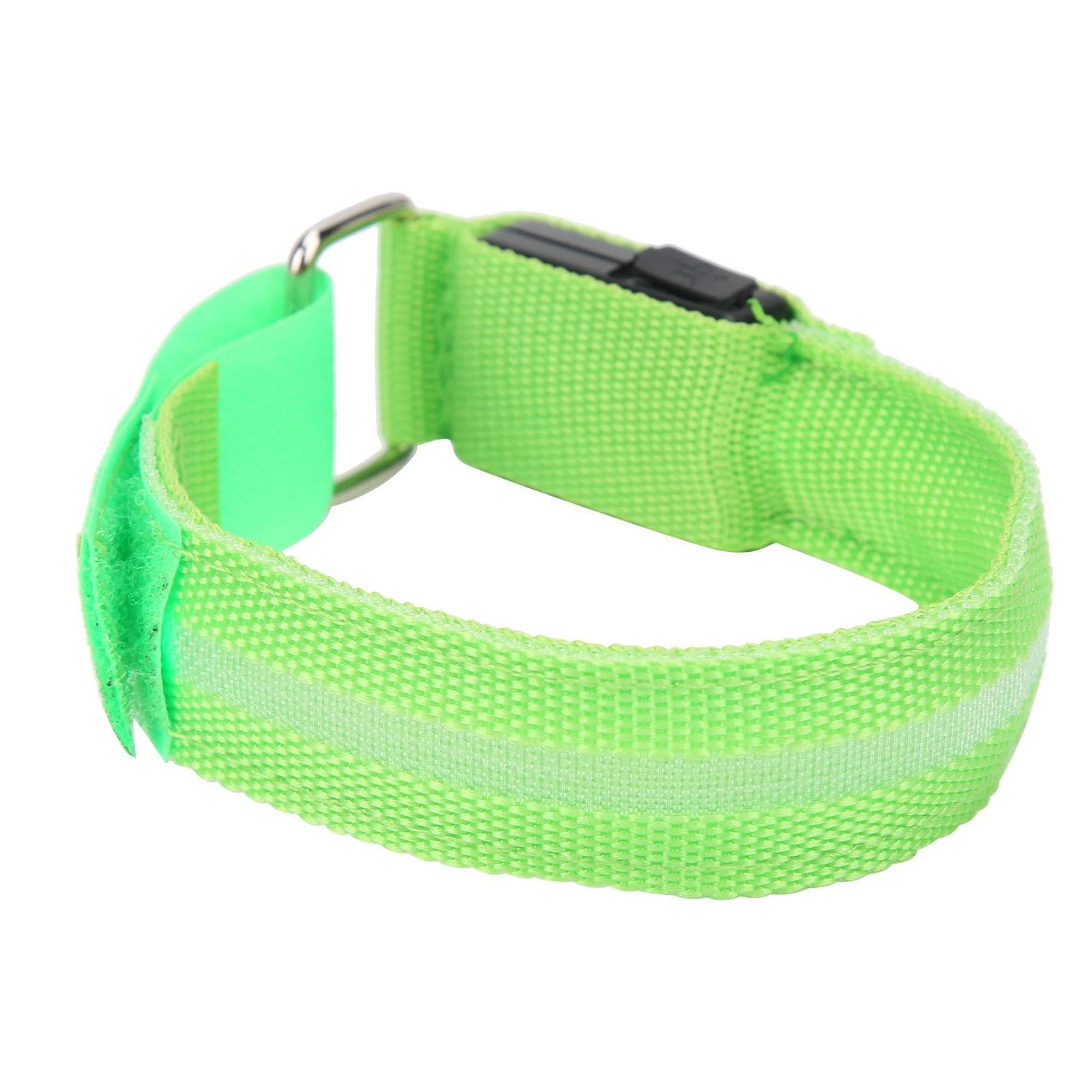 Green Luminous Armband Adjustable Strip LED Wristband USB Charging for Night Running Cycling