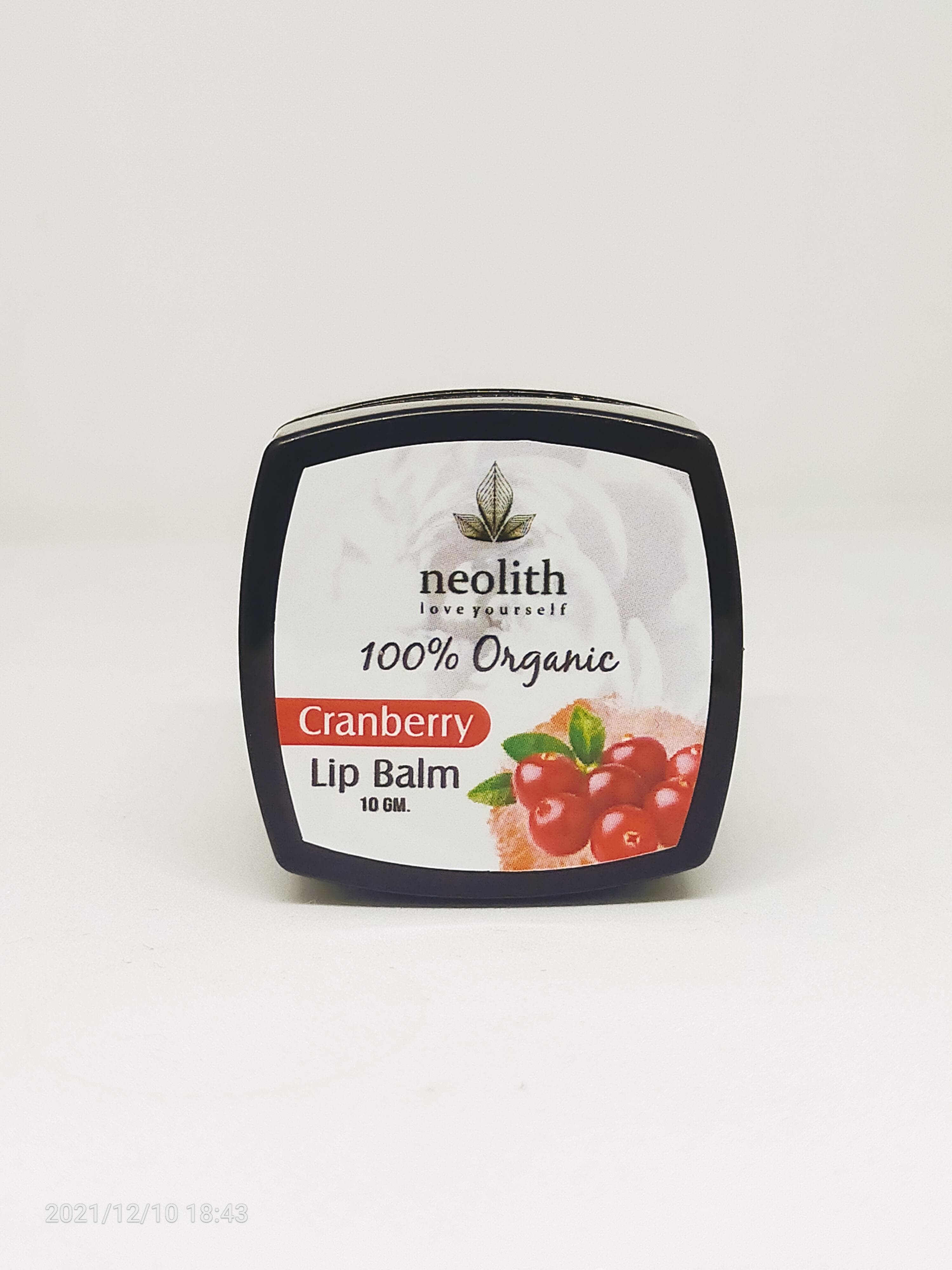 Neolith Cranberry Lip Balm || 100% Organic, Paraben & Sulphate Free || Lip Moisturiser, Lip Mask || Dry & Chopped Lip Care || 10 GM 10 Gm white